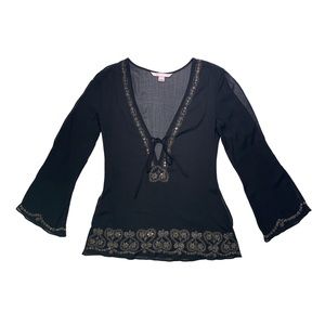 Victoria’s Secret Sheer Jeweled Open Shoulder Top
